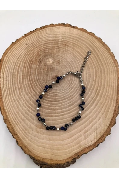 Tasarım Metal Lapis Lazuli Doğaltaş Bileklik