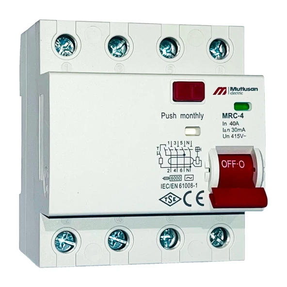 Mutlusan MRC06-403040 4P 6kA AC 40A 30mA Kaçak Akım Koruma Rölesi - 1