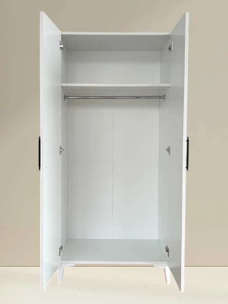 Wooddnat İki Kapaklı Gardrop, Mutfak Kiler Dolabı, Banyo Dolabı, Çok Amaçlı Dolap 80X50X178 - 3