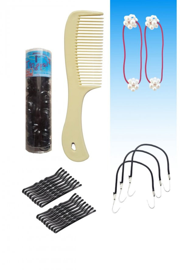 Tel Toka /Tarak /Kancalı Lastik Toka/İncili toka/Cimcime Toka (Set) - 1