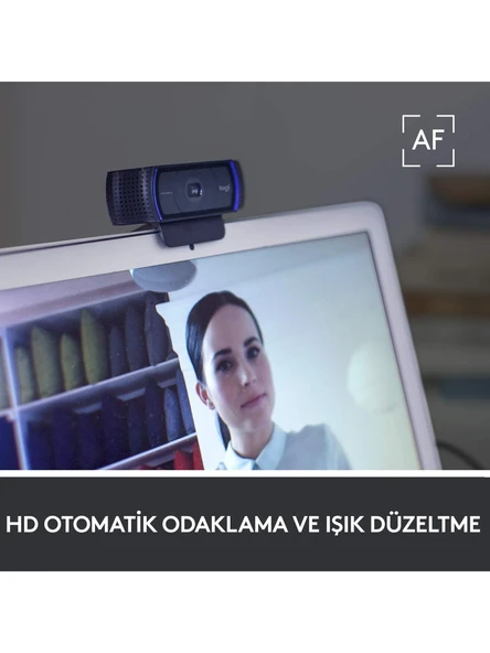 LOGİTECH C920 Pro HD Stereo Ses ile Full HD 1080p USB Mikrofonlu Webcam Siyah (960-000998) - 3