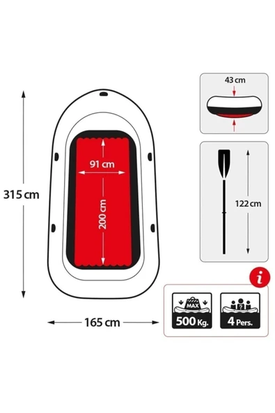 INTEX Excursion 4 Şişme Bot Set - Ib68324 Garantili - 5