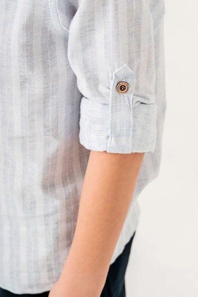 Yarım Düğmeli 2 Parça Erkek Çocuk Gömlekli Takım - 6