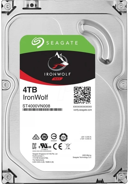 SEAGATE IronWolf NAS 4TB 5400rpm 256MB 180TB/Y Sata3 NAS 3.5" Harddisk (ST4000VN006) - 1