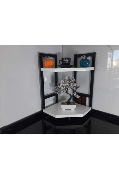 AKIS HOME Tezgah Üstü Köşe Raf İkili Beyaz - 3