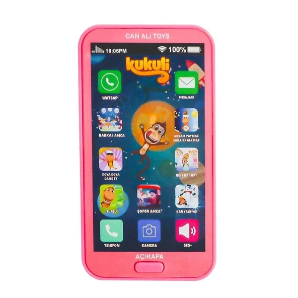 Kukuli Pilli Sesli Dokunmatik Telefon - Pembe