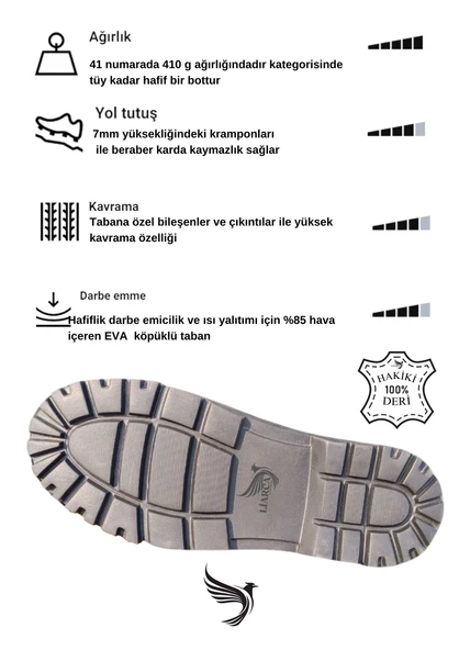 Hakiki Deri  Garantili Soğuk Geçirmez Kaymaz Eva alt ve Rahat İç Taban Kışlık Erkek Bot - 5