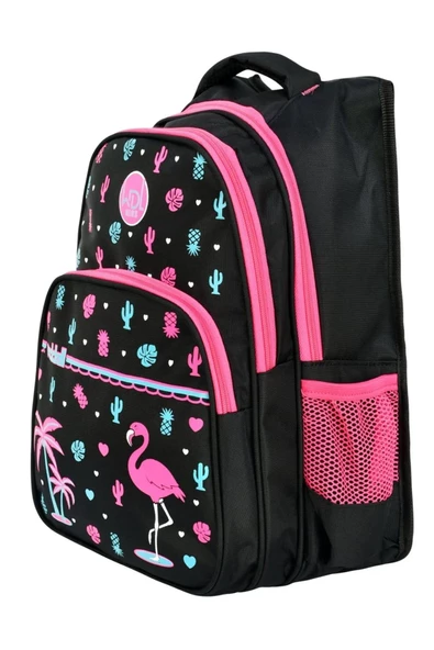 Waddell Flamingo Desenli İlkokul + Beslenme Çantası 3001 - 3