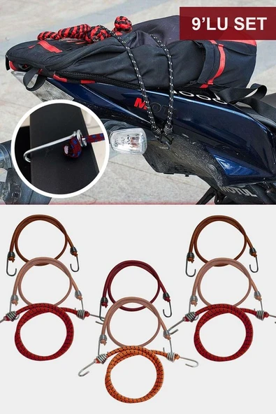 9 Adet Bagaj Gergi Lastiği Ahtapot Lastik Araç Oto Bisiklet Ahtapot Lastik 80CM - 2