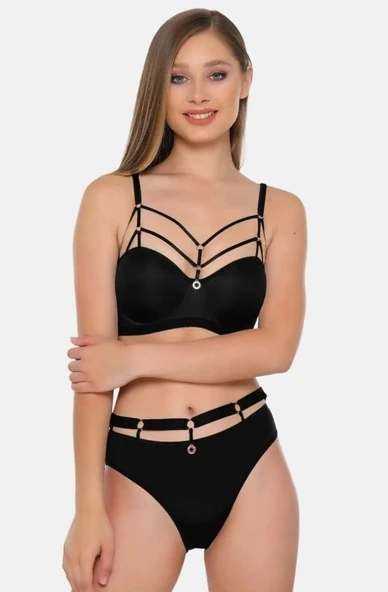 NİVEMESHOME 5045 BİYE ŞERİTLİ HALKALI SÜTYEN TAKIMI SİYAH BDN:80 LE JARDİN