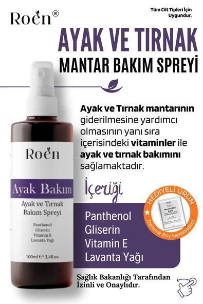 Ayak Ve Tırnak Mantarı, Kötü Koku ve Mantar Bakım Spreyi Panthenol Ve Vitamin Destekli 100 ml