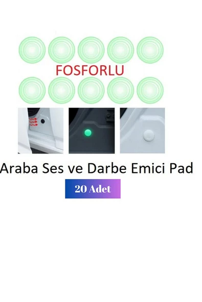 20'li  Beyaz Fosforlu Araba Kapı Tampon Bagaj  Darbe ve Ses Emici | 20 Adet Araç Dış Sistem Pad - 2