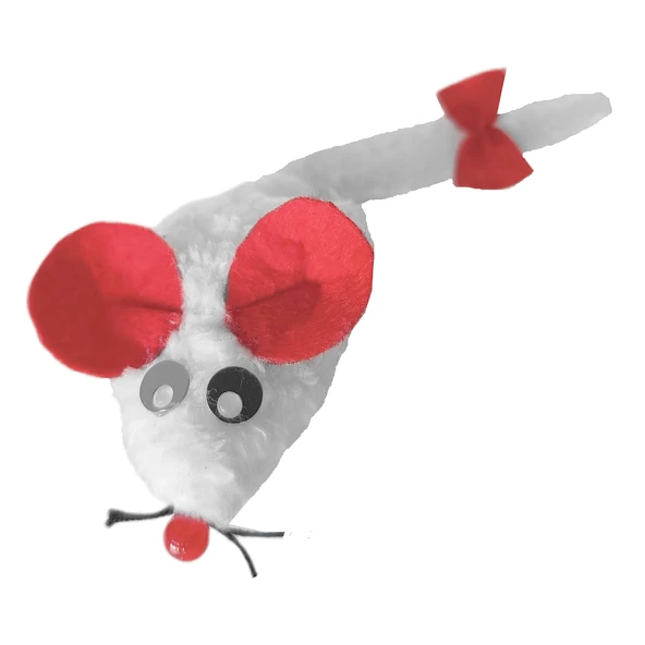 Markapet Kedi Oyuncağı Bıyıklı Peluş Fare 4,5 x 6-15 cm Beyaz - 4