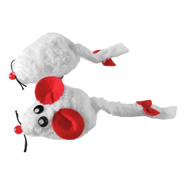 Markapet Kedi Oyuncağı Bıyıklı Peluş Fare 4,5 x 6-15 cm Beyaz - 2