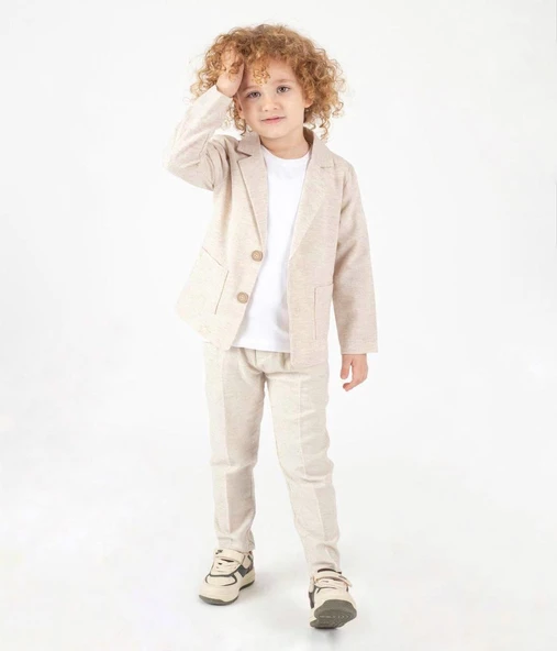 Ceketli Tişörtlü Erkek Çocuk Keten Damatlık Takım M00714