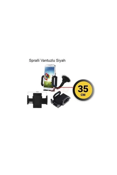 Telefon Tutucu 35cm Vakumlu Spralli Vantuzlu Siyah - 2