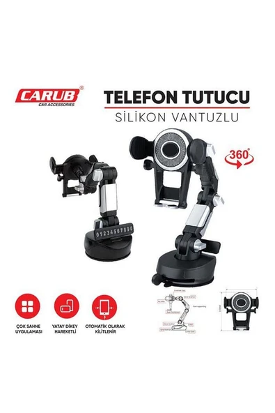 CARUB Telefon Tutucu Akrobat Numaratörlü Vantuzlu - 2