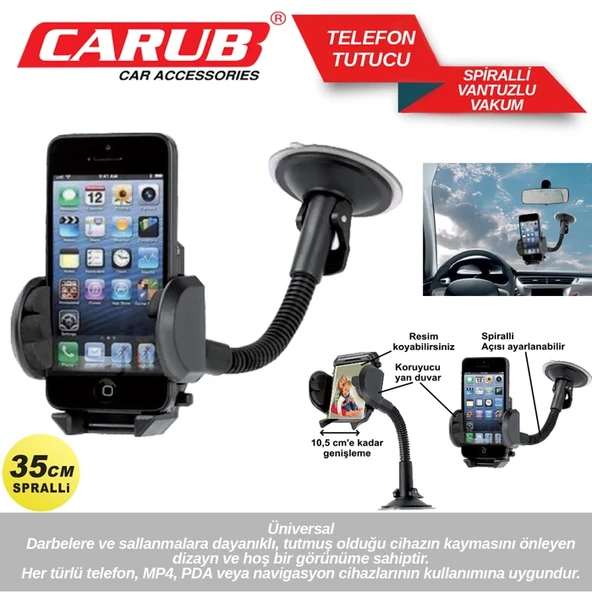 Carub Telefon Tutucu 35cm Spralli Vantuzlu Vakum - 2