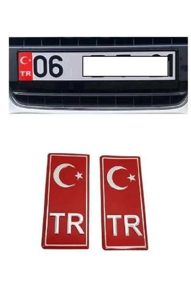 Tr Plaka Krom Sticker 2'li - Türkiye Plaka Krom Stıcker - Türkiye Plakalık Krom - 2