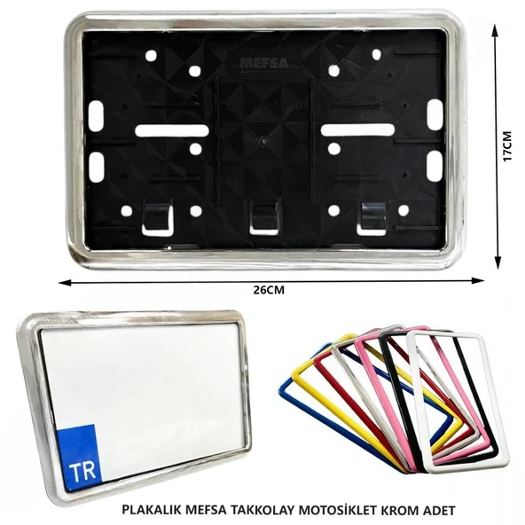 Kare Plakalık Motosiklet Uyumlu Krom Plastik 26x17cm - 4