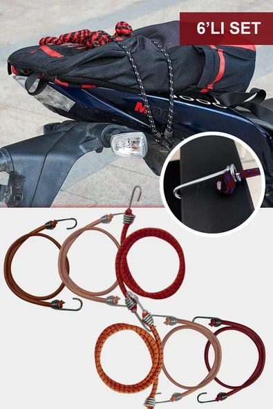 6 Adet Bagaj Gergi Lastiği Ahtapot Lastik Araç Oto Bisiklet Ahtapot Lastik 80CM - 4
