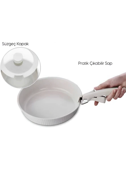 Korkmaz A2792-2 Nova Pratika 8 Parça Seramik Tencere Seti - Bej - Resim 2