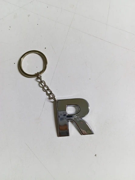 R Harfi Plastik Krom Kaplama Anahtarlık- Harf Çanta Süsü - Resim 4