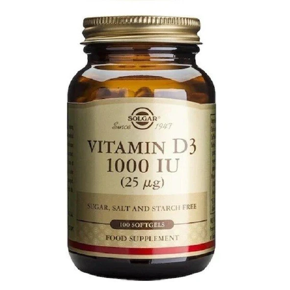 Solgar Vitamin D3 1000IU 100 Softgel Kapsül ürün görseli
