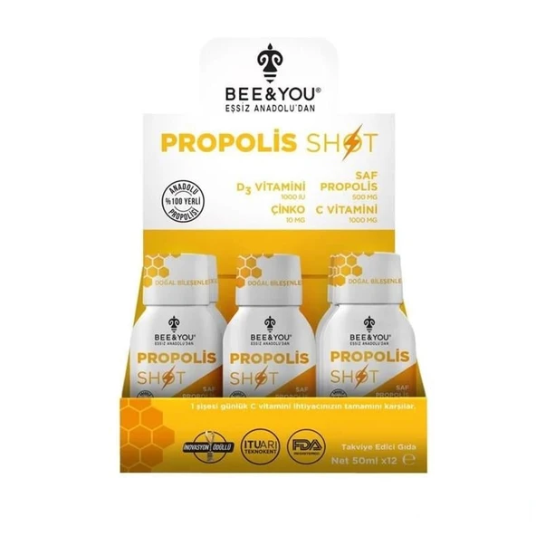 Bee & You Phenolix Propolis D3+Çinko+ C Vitaminli 50mlx 12 Shot