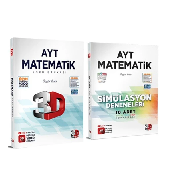 3D Yayınları AYT Matematik Soru Bankası ve Deneme Seti 2 Kitap