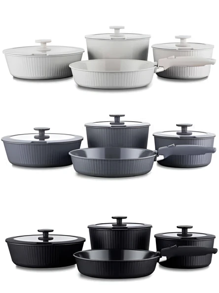 Korkmaz A2792-2 Nova Pratika 8 Parça Seramik Tencere Seti - Bej - Resim 3