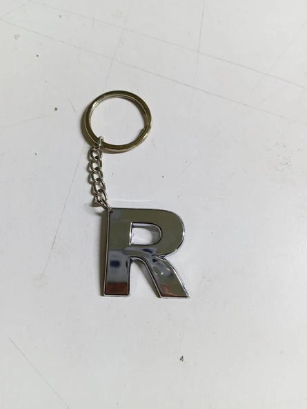 R Harfi Plastik Krom Kaplama Anahtarlık- Harf Çanta Süsü - Resim 3