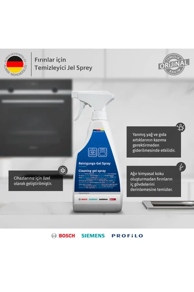 Bosch Fırınlar için Temizleyici Jel Sprey