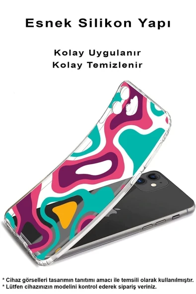 PrintiFy  Samsung Galaxy A56 ile Uyumlu Kamera Korumalı Renkli Desen Tasarımlı Şeffaf Silikon Kılıf - Resim 2