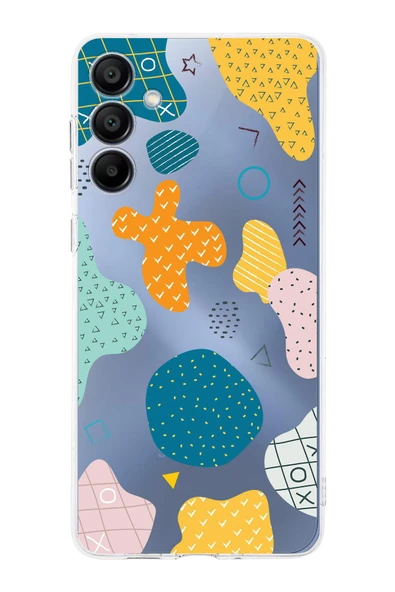 PrintiFy  Samsung Galaxy A16 Uyumlu Kamera Korumalı Geometrik Şekiller Tasarımlı Şeffaf Kılıf ürün görseli 1