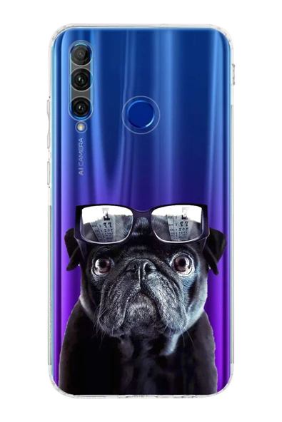 PrintiFy  Honor 20 Lite ile Uyumlu Köpek 3 Kamera Korumalı Şeffaf Kılıf