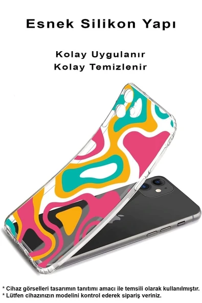 PrintiFy  Samsung Galaxy A36 ile Uyumlu Kamera Korumalı Renkli Desen Tasarımlı Şeffaf Silikon Kılıf - Resim 2