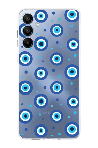 PrintiFy  Samsung Galaxy  A16 ile Uyumlu Nazar Boncuğu 1 Baskılı Kamera Korumalı Şeffaf Silikon Kılıf ürün görseli 1
