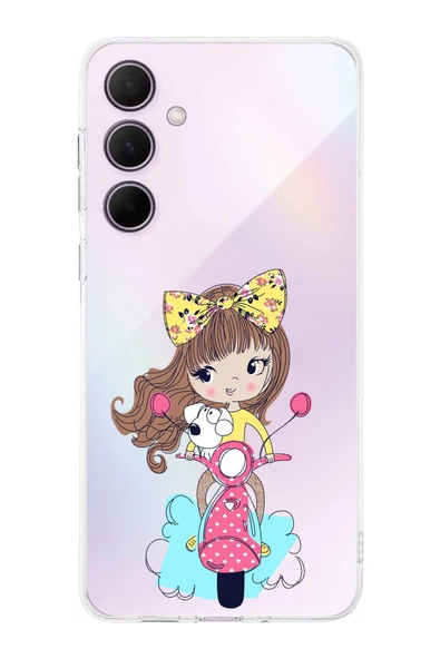 PrintiFy  Samsung Galaxy A36 İle Uyumlu Kamera Korumalı Vespagirl Tasarımlı Şeffaf  Silikon Kılıf