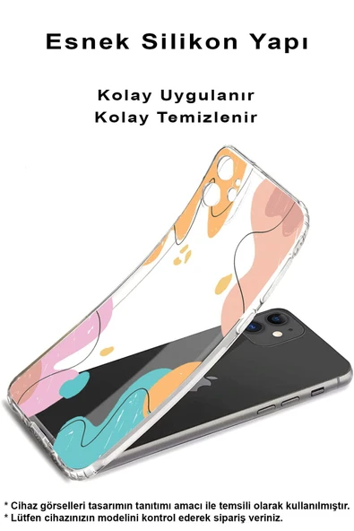 PrintiFy  Samsung Galaxy A26 ile Uyumlu Kamera Korumalı Karışık Renkler Tasarımlı Şeffaf Kılıf - Resim 2