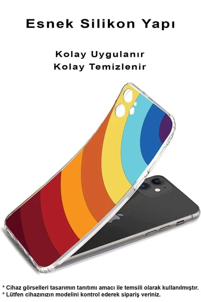 PrintiFy  Samsung Galaxy A56 ile Uyumlu Kamera Korumalı Renk Cümbüşü A Tasarımlı Şeffaf Kılıf - Resim 2