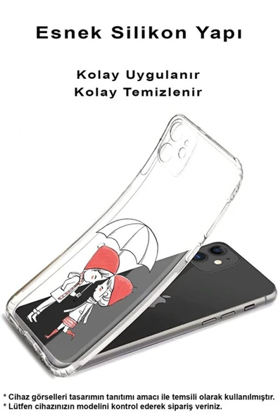 PrintiFy  Samsung Galaxy A56 ile Uyumlu Kamera Korumalı Aşk Tasarımlı Şeffaf Silikon Kılıf - Resim 2