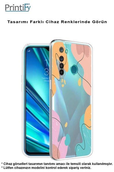 PrintiFy  Samsung Galaxy A26 ile Uyumlu Kamera Korumalı Karışık Renkler Tasarımlı Şeffaf Kılıf - Resim 4