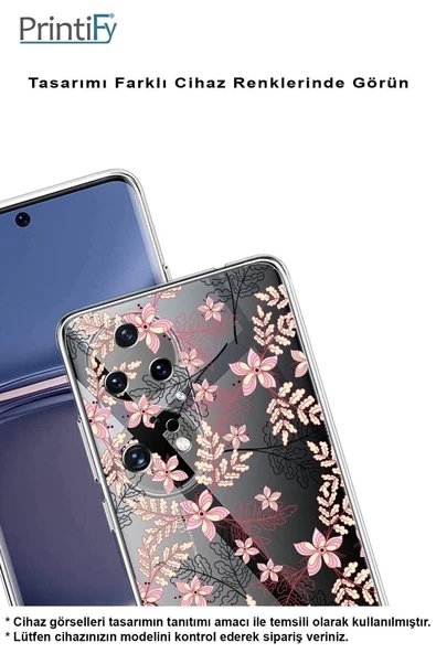 PrintiFy  Galaxy A56 ile Uyumlu Kamera Korumalı Floral Kırmızı Tasarımlı Şeffaf Kılıf - 3