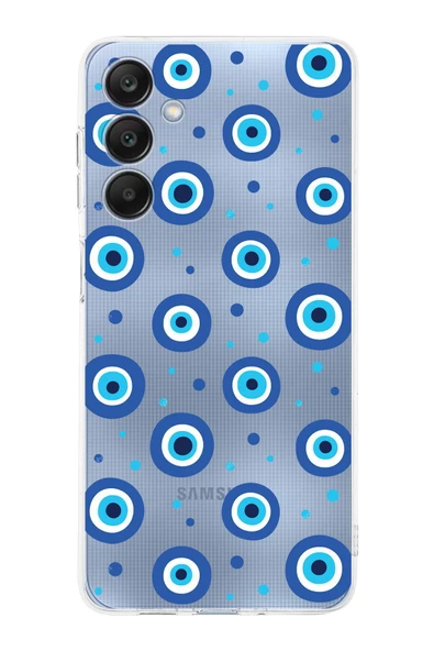 PrintiFy  Galaxy A26 ile Uyumlu Nazar Boncuğu 1 Baskılı Kamera Korumalı Şeffaf Silikon Kılıf ürün görseli 1