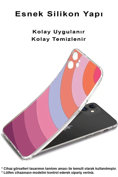 PrintiFy  Samsung Galaxy A26 ile Uyumlu Kamera Korumalı Renk Cümbüşü F Tasarımlı Şeffaf Silikon Kılıf - 2