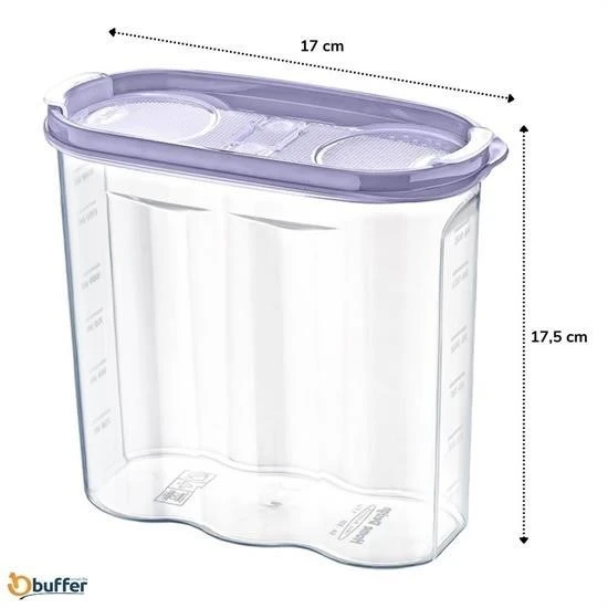 2 Kapaklı Ölçekli Erzak Kuru Gıda Saklama Kutusu Kabı - 1,7 Litre - SA935 - 5