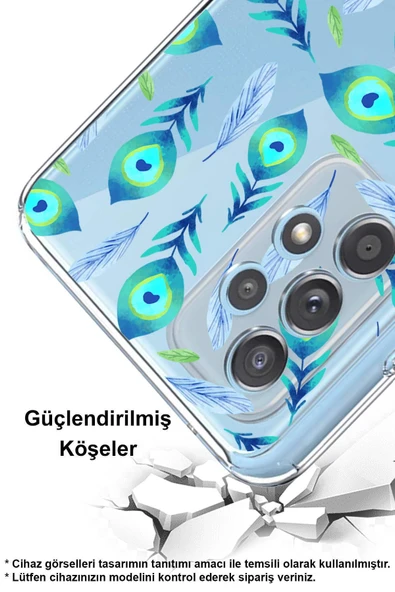 PrintiFy  Samsung Galaxy A26 ile Uyumlu Nazar Boncuğu 3 Baskılı Kamera Korumalı Şeffaf Silikon Kılıf - 2