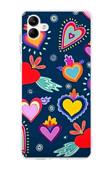 PrintiFy  Galaxy  A16 ile Uyumlu 1mm Slim Fit Retro Colors 3 Baskılı Şeffaf  Kılıf