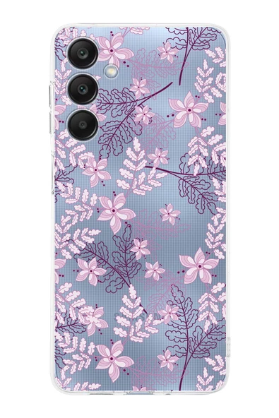 PrintiFy  Samsung Galaxy A26 ile Uyumlu Kamera Korumalı Floral Pudra Tasarımlı Şeffaf Silikon Kılıf ürün görseli 1